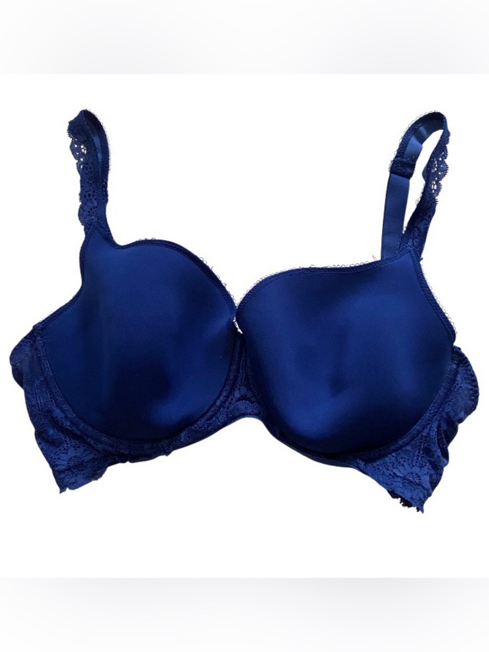 Simone Perele Caressence 3D Plunge Underwire blue bra size 36F, Made in France